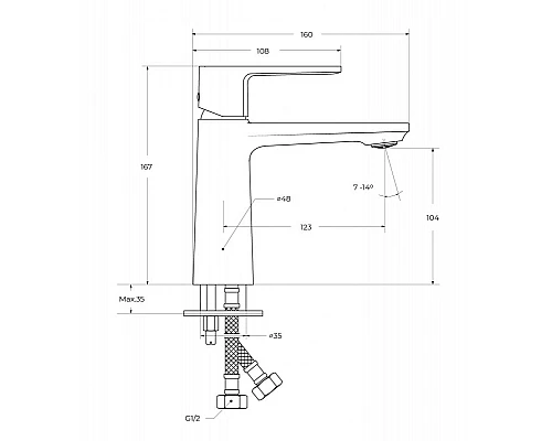 Смеситель для раковины без донного клапана CEZARES LUX-LS-01-W0