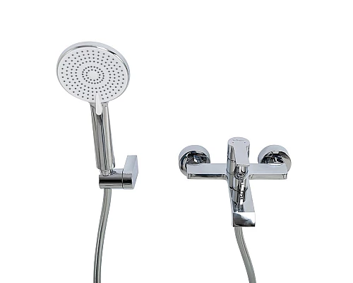 Смеситель для ванны и душа в комплекте с ручным душем, шлангом и держателем BelBagno AURORA-VASM-CRM