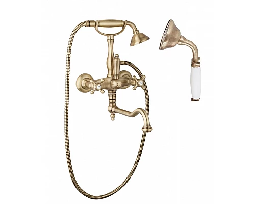 Смеситель для ванны с поворотным изливом с ручным душем, шлангом 150 см CEZARES GOLF-VDF-02-Bi