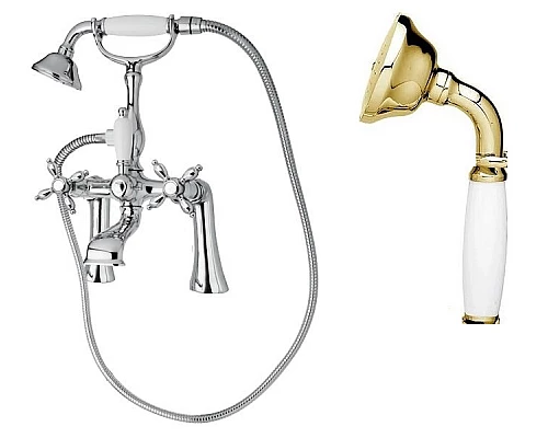 Смеситель на борт ванны с ручным душем, шлангом 150 см CEZARES NOSTALGIA-PBV-03/24-Bi