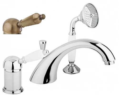 Смеситель на борт ванны с выдвижным душем и переключателем CEZARES ELITE-BVDM-02-M