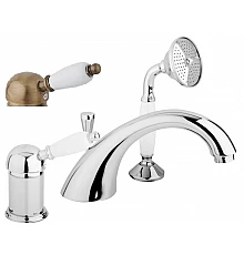 Смеситель на борт ванны с выдвижным душем и переключателем CEZARES ELITE-BVDM-02-Bi