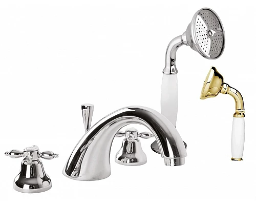 Смеситель на борт ванны с ручным выдвижным душем CEZARES NOSTALGIA-BVD-03/24-Bi