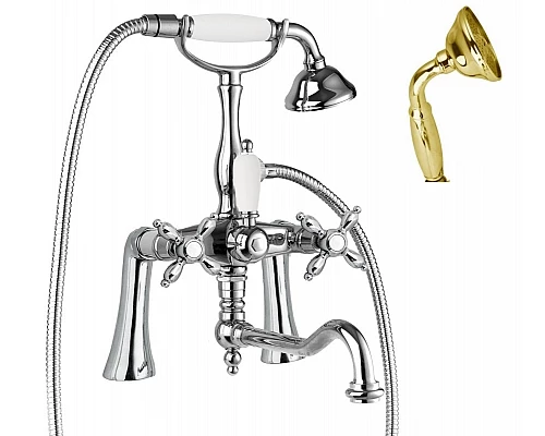 Смеситель на борт ванны с поворотным изливом, шлангом 150 см CEZARES NOSTALGIA-PBV2-03/24-M