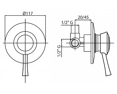 Встраиваемый однорычажный смеситель для душа Cezares GIUBILEO-DIM-03/24