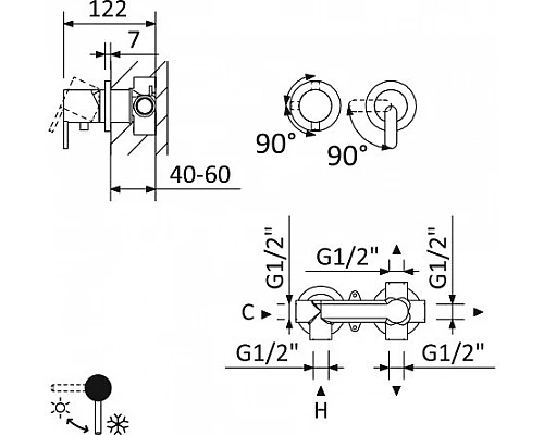 Встраиваемый смеситель на 3 выхода CEZARES LEAF-VDIM3-BIO
