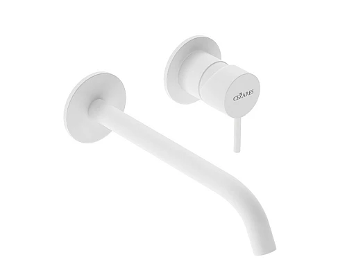 Смеситель для раковины встраиваемый однорычажный с тонкой ручкой CEZARES LEAF-BLI2-L-BIO белый матовый