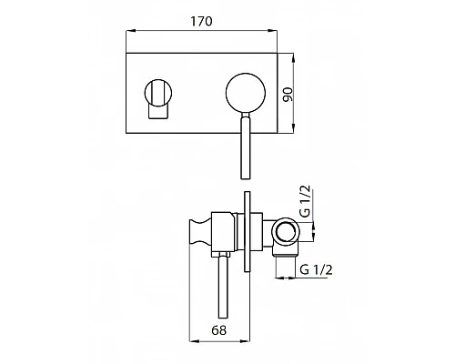 Смеситель с гигиеническим душем однорычажный Cezares APHRODITE-DIF-02-L