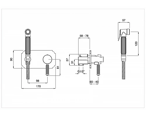 Смеситель с гигиеническим душем однорычажный Cezares OLIMP-DIF-01-L