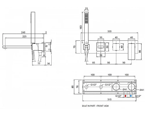 Встраиваемый смеситель для ванны и душа CEZARES UNIKA-VDM2-02