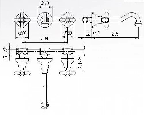 Встраиваемый смеситель для раковины CEZARES GOLF-BLS1-01