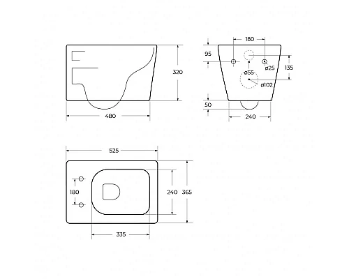 Унитаз подвесной безободковый с сиденьем дюропласт soft close BelBagno LUCE-TOR BB076CH-TOR/SC