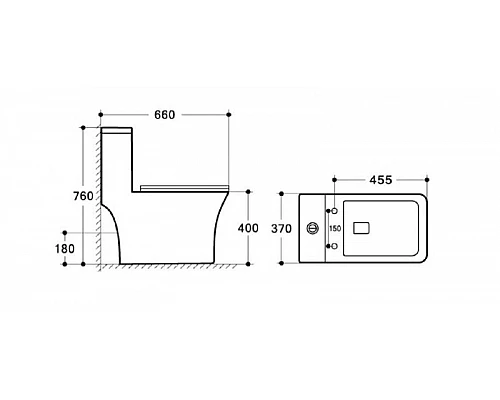 Унитаз-моноблок с сиденьем дюропласт soft close, P-trap BelBagno NEON BB8617CPR-MN/SC