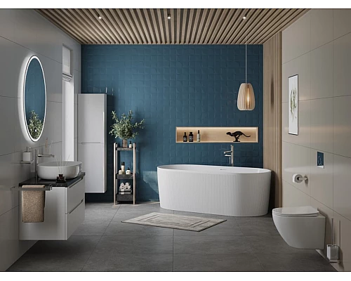 Отдельностоящая овальная акриловая ванна в комплекте со сливом-переливом BelBagno BB411-1700-800