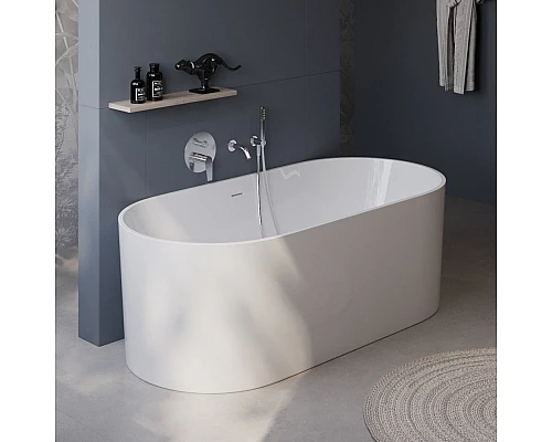 Отдельностоящая, овальная акриловая ванна в комплекте со сливом-переливом BelBagno BB705-1800-800
