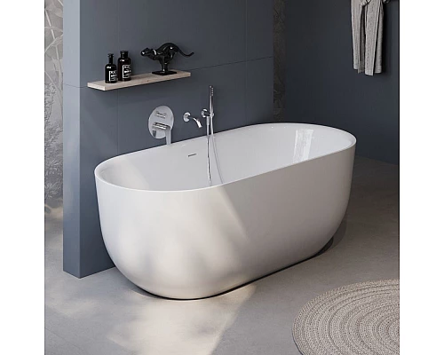 Отдельностоящая, овальная акриловая ванна в комплекте со сливом-переливом BelBagno BB706-1800-800
