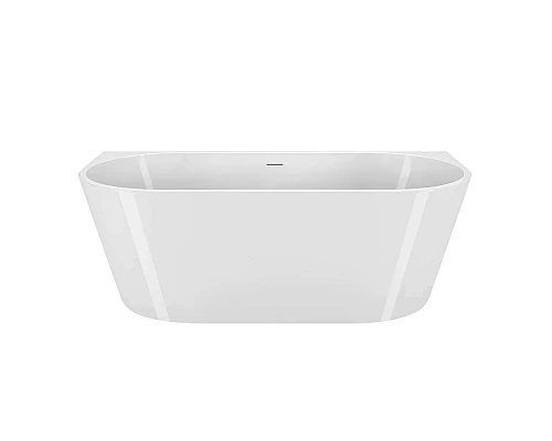 Пристенная, полукруглая акриловая ванна в комплекте со сливом-переливом BelBagno BB710-1400-750