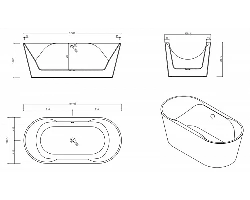 Акриловая ванна BelBagno BB200-1700-800-NERO