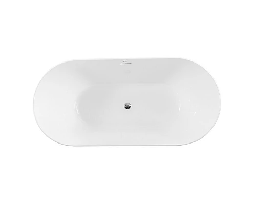 Отдельностоящая овальная акриловая ванна в комплекте со сливом-переливом BelBagno BB413-1500-800