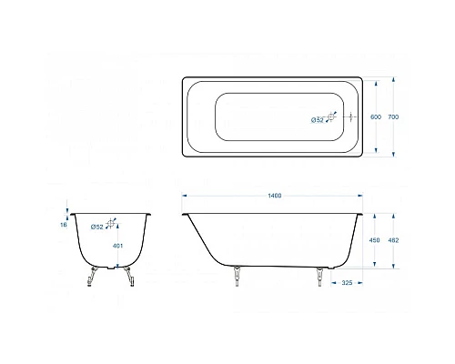 Приобрести Ванна чугунная Delice Aurora 140х70 DLR230617 в магазине сантехники Santeh-Crystal.ru