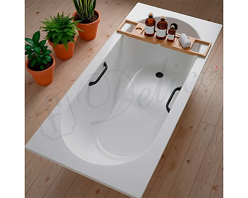 Ванна из литьевого мрамора Delice Bravo 160х70 матовая с черными ручками DLR330033RB-M