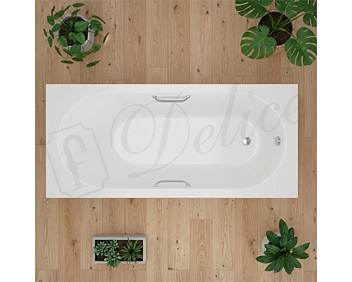 Ванна из литьевого мрамора Delice Bravo 150х70 глянцевая с ручками Хром DLR330036R-G