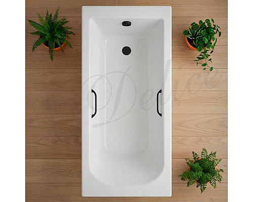 Ванна из литьевого мрамора Delice Scandi 190х80 глянцевая с черными ручками DLR330032RB-G