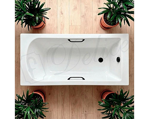 Ванна из литьевого мрамора Delice Scandi 170х75 глянцевая с черными ручками DLR330026RB-G