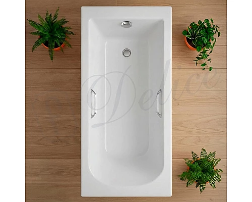 Ванна из литьевого мрамора Delice Scandi 170х75 глянцевая с ручками Хром DLR330026R-G
