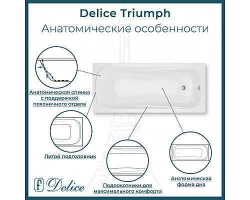 Ванна из литьевого мрамора Delice Triumph 170х70 матовая DLR330010-M