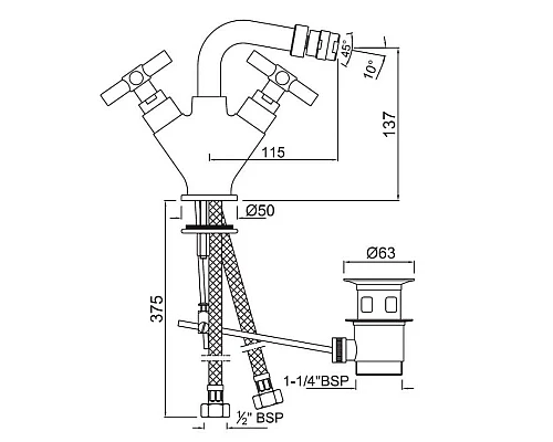 Купить Смеситель для биде с донным клапаном Jaquar Solo SOL-CHR-6613B в магазине сантехники Santeh-Crystal.ru