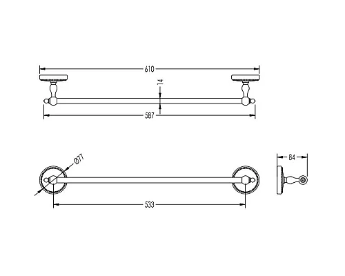 Приобрести Полотенцедержатель 61 см хром/белый Devon&Devon Dorothy DOR409CR в магазине сантехники Santeh-Crystal.ru