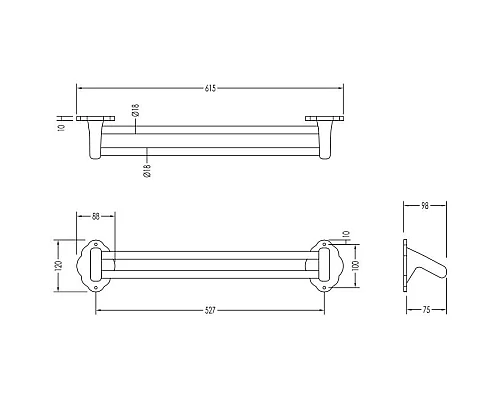 Приобрести Полотенцедержатель двойной 61,5 см Devon&Devon Emily MIL517E/CR в магазине сантехники Santeh-Crystal.ru