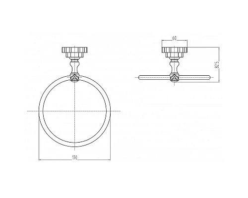 Приобрести Кольцо для полотенец Milacio Villena MC.907.BBR в магазине сантехники Santeh-Crystal.ru