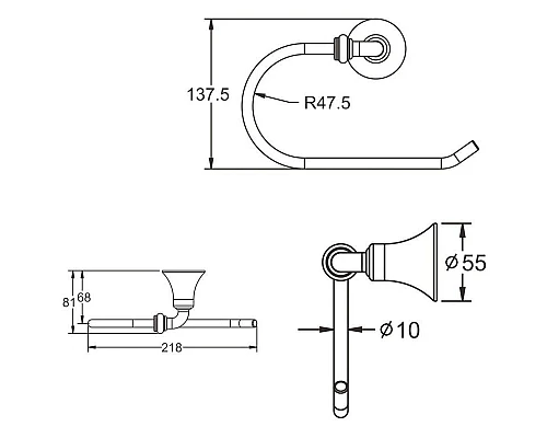 Приобрести Кольцо для полотенец Rose RG1206 в магазине сантехники Santeh-Crystal.ru