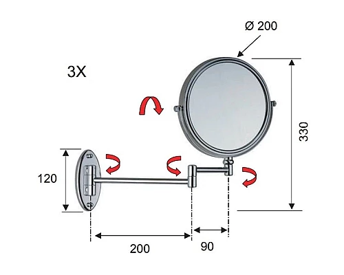 Приобрести Косметическое зеркало x 3 Remer Bagno RB635CR в магазине сантехники Santeh-Crystal.ru