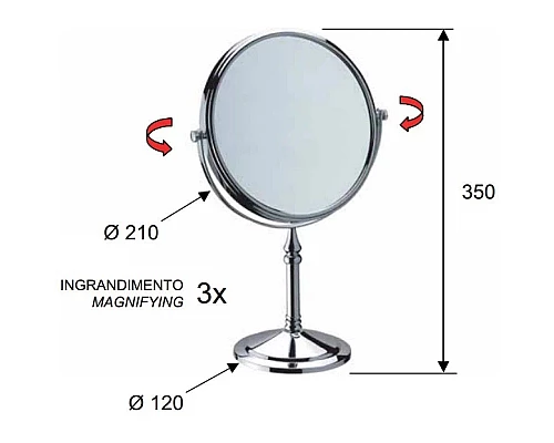 Купить Косметическое зеркало x 3 Remer Bagno RB645CR в магазине сантехники Santeh-Crystal.ru