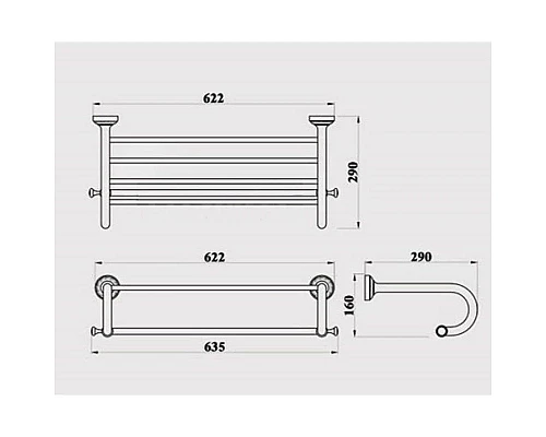 Купить Полка для полотенец 63,5 см Magliezza Primavera 80316-CR в магазине сантехники Santeh-Crystal.ru