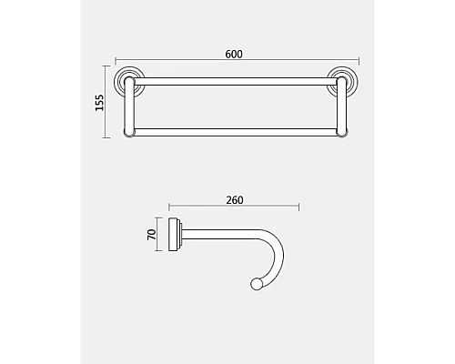 Приобрести Полка для полотенец 60 см Magliezza Kollana 80516-BR в магазине сантехники Santeh-Crystal.ru