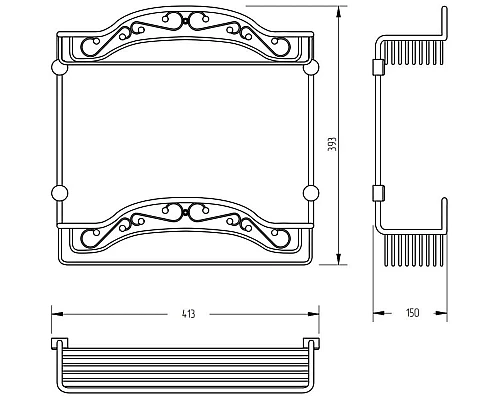 Купить Полка-решетка двойная с галереей Migliore Complementi ML.COM-50.702 BR в магазине сантехники Santeh-Crystal.ru