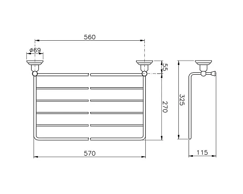 Приобрести Полка для полотенец 62,9 см Nicolazzi Onice 1499CR09O в магазине сантехники Santeh-Crystal.ru