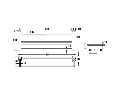 Купить Полка для полотенец 61 см Rose RG1608 в магазине сантехники Santeh-Crystal.ru