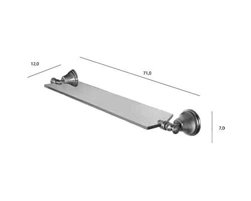 Заказать Полка стеклянная 71 см хром Tiffany World Harmony TWHA018cr в магазине сантехники Santeh-Crystal.ru