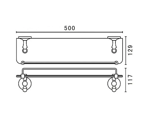 Заказать Полка стеклянная 50 см Art&Max Antic Crystal AM-E-2682SJ-Do в магазине сантехники Santeh-Crystal.ru