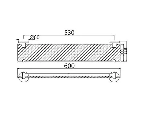Купить Полка стеклянная 60 см Jaquar Continental ACN-CHR-1171N в магазине сантехники Santeh-Crystal.ru