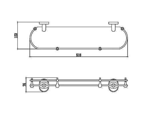 Заказать Полка стеклянная 51,8 см Savol 70 S-007091-1 в магазине сантехники Santeh-Crystal.ru
