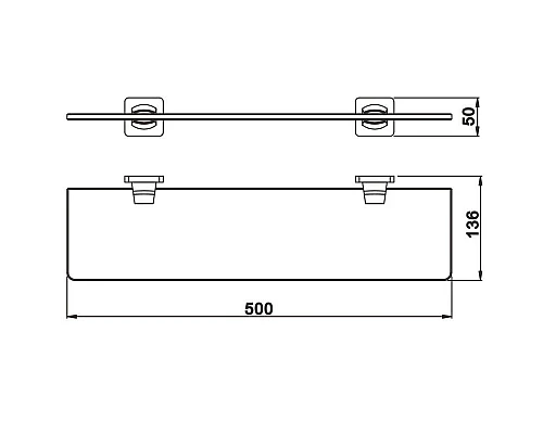 Заказать Полка стеклянная 50 см Rose RG1519H в магазине сантехники Santeh-Crystal.ru