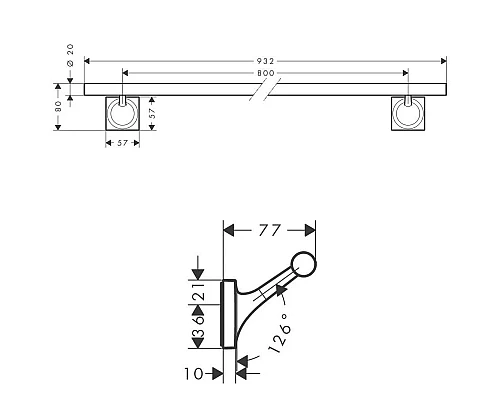 Заказать Полотенцедержатель 93,2 см Axor Starck Organic 42708000 в магазине сантехники Santeh-Crystal.ru