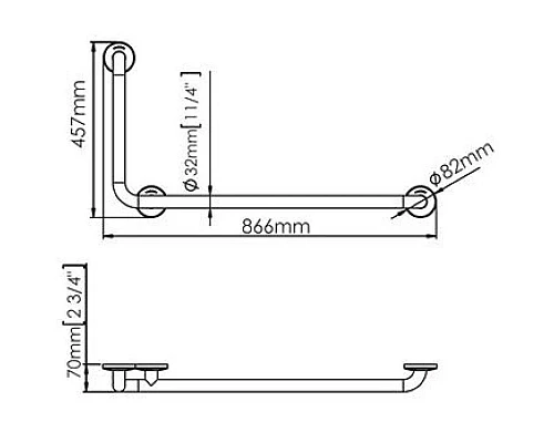 Заказать Поручень 86,6 см левый Jaquar Grab Bar WAC-SAP-BAI090CS в магазине сантехники Santeh-Crystal.ru