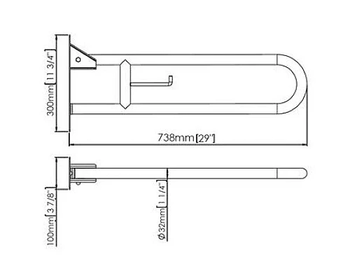 Заказать Поручень откидной 73,8 см Jaquar Grab Bar WAC-SAP-BG0800CS в магазине сантехники Santeh-Crystal.ru